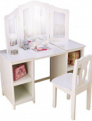 Белый деревянный туалетный столик (трельяж) для девочек «Делюкс» (Deluxe Vanity & Chair)